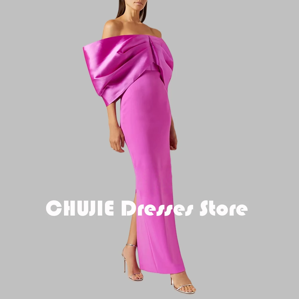 Abiti da sera fucsia con spalle scoperte per le donne Abito da ballo alla caviglia Abito da cerimonia nuziale personalizzato Abiti per occasioni speciali