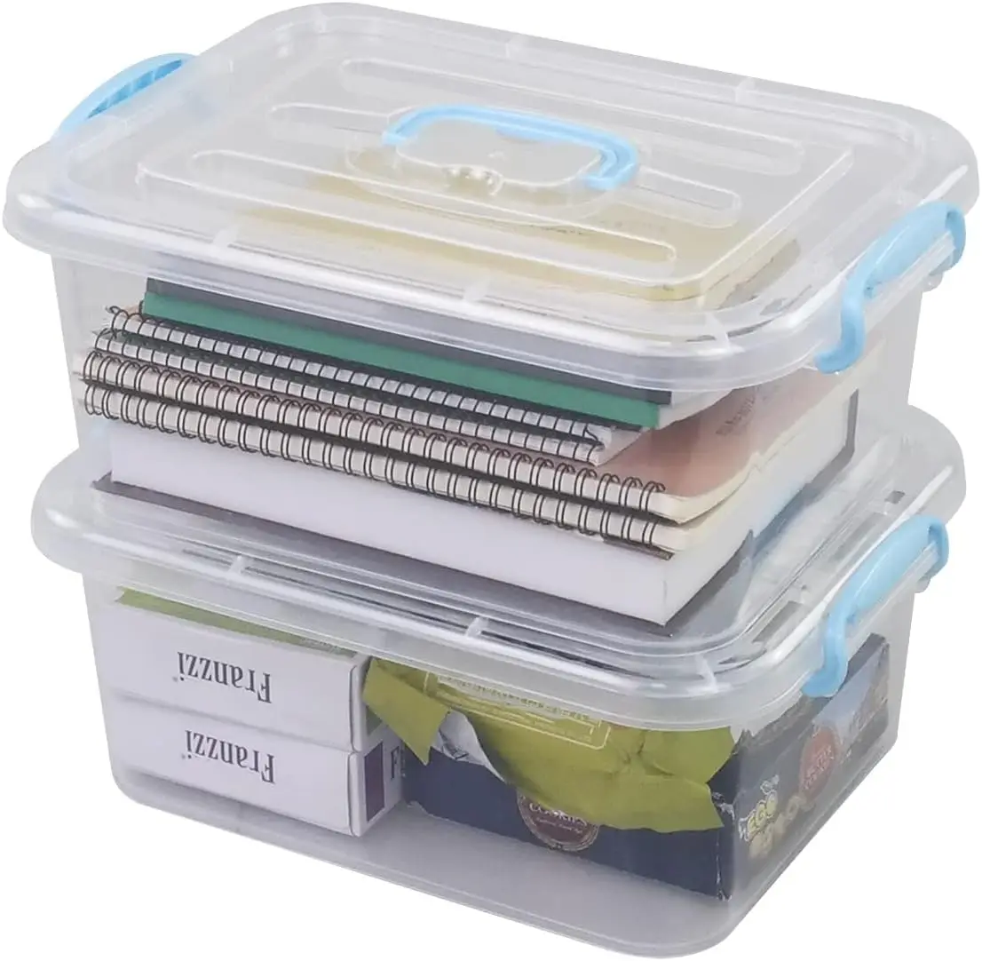 

Plastic Storage Box with Lid and Handles, 2-Pack, 8 Quart