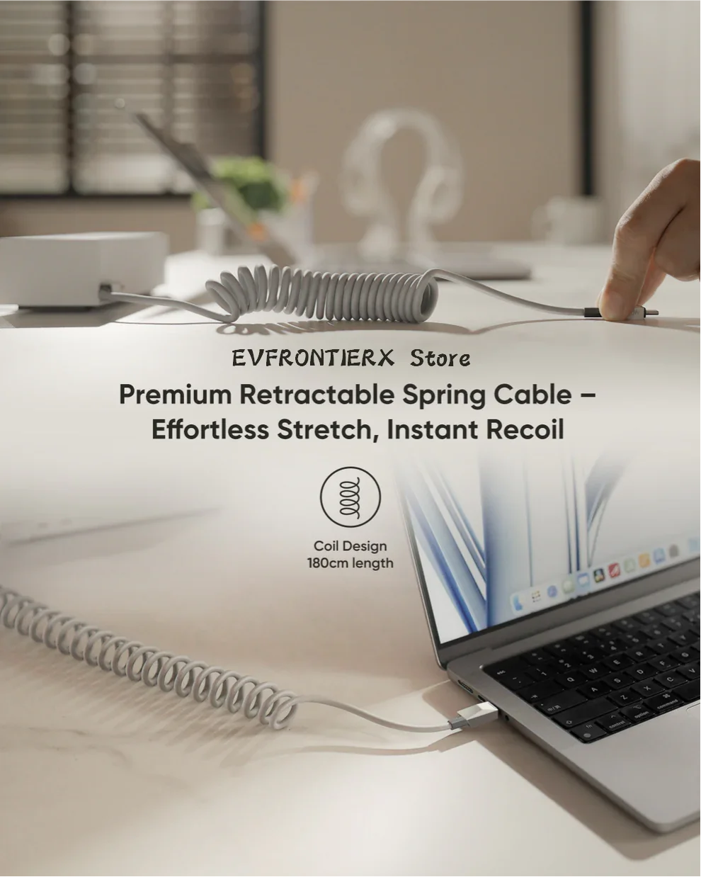 Coiled USB-C Cable for Tesla Model 3/Y/X/S/Cybertruck Type C 100W Fast Charging & Data Sync Lightning Adapter & Magnetic Holder