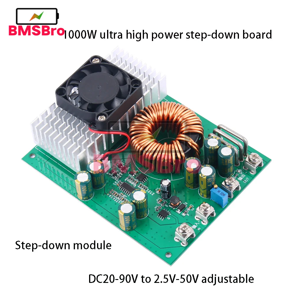 1000W 50A Step Down Module DC 25V-90V to DC 2.5V-50V Buck Converter Wide Voltage Stabilizer Power Supply