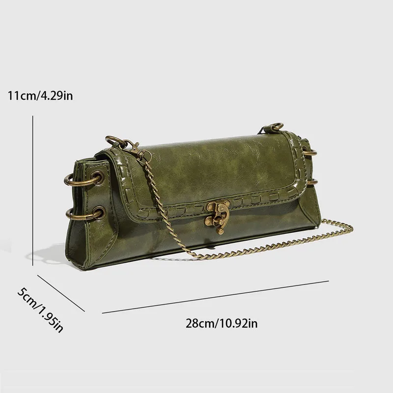 New Vintage Personality Metal Decoration Shoulder Bag,2027 Woman Fashion Design PU Leather Y2K High Street Fashion Crossbody Bag