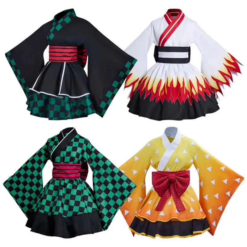 Halloween Cosplay Costume Japanese Anime Kimono Dress Skirt Cloak Halloween Cosplay Clothes