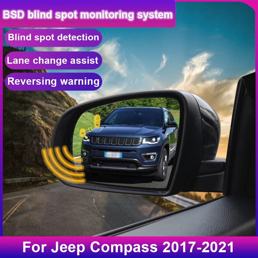 Car Blind Spot Monitoring System BSD BSA BSM Radar Parking Sensor Assist Lane Changing For Jeep Compass 2017-2021