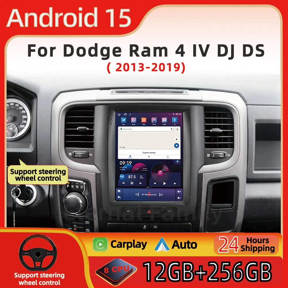 9,7 pulgadas Android 15 coche para Dodge Ram 4 IV DJ DS 2013 - 2019 radio reproductor de vídeo Multimedia GPS Tesla modelo inalámbrico android Auto