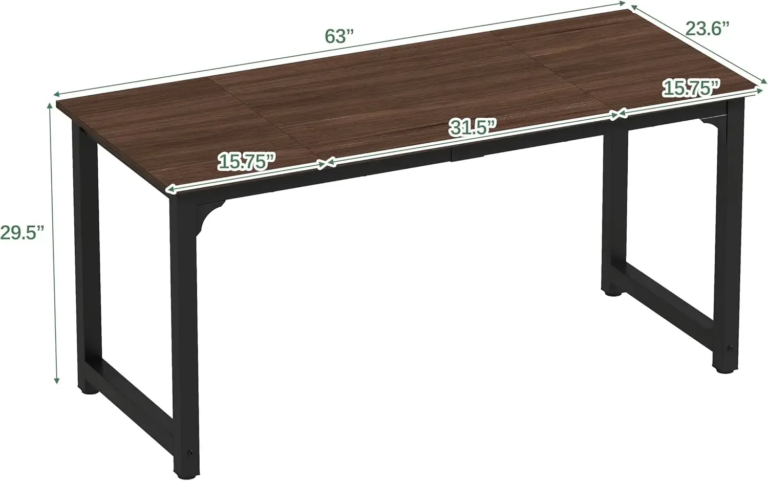 Large Office Desk for Home Office, Large 63” Computer Desk Table, Wide Writing Study Desk for 2 Person, Metal Sturdy Frame Thick