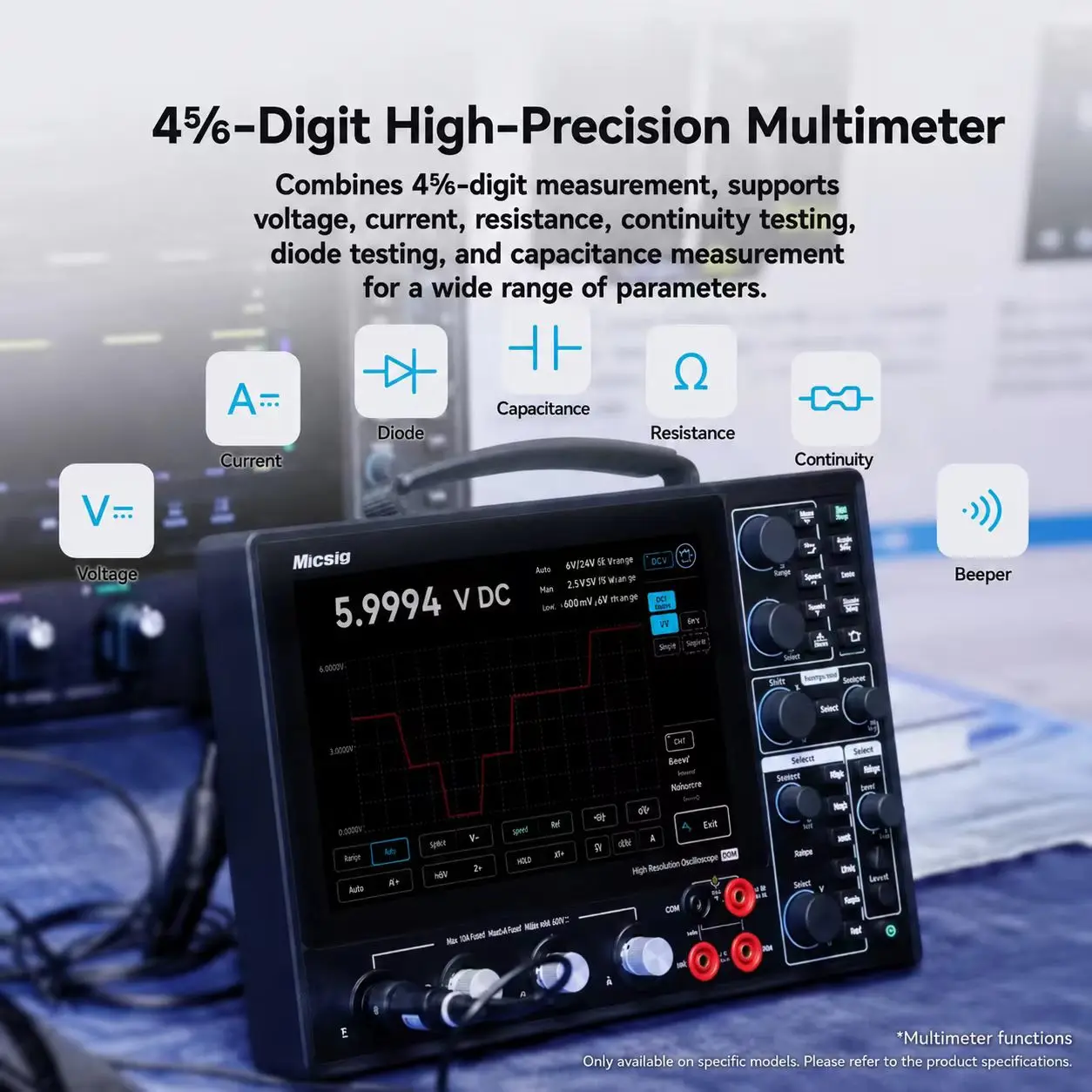 4‑Channel 12‑Bit High Resolution Digital Oscilloscope MHO14‑200/100 1GS/s Touch Screen 200MHz 100MHz
