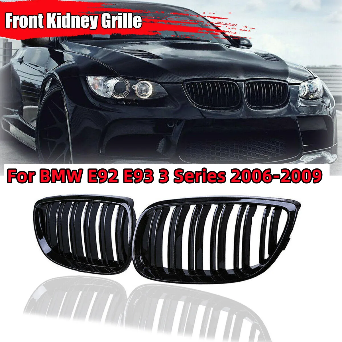 

Pair Car Front Kidney Grille For BMW E92 E93 2006-2009 3-Series Pre-facelift Racing Grills Grilles Auto ABS Grill Accessories