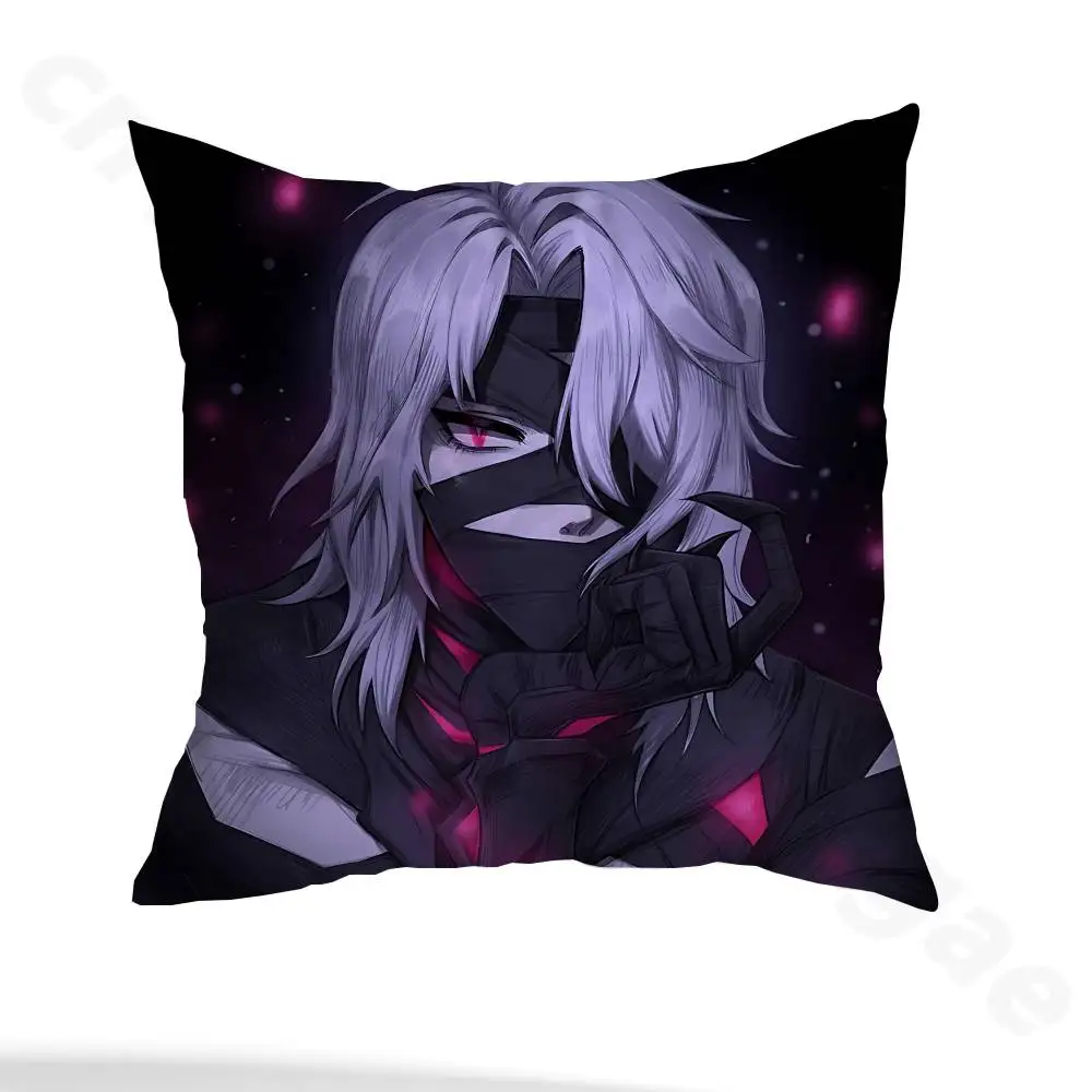 G-Genshin Rerir Reflective Pillow Case Square Double-Sided Printing Short Plush Sofa Cushion Cover Bedroom Bedside Pillow