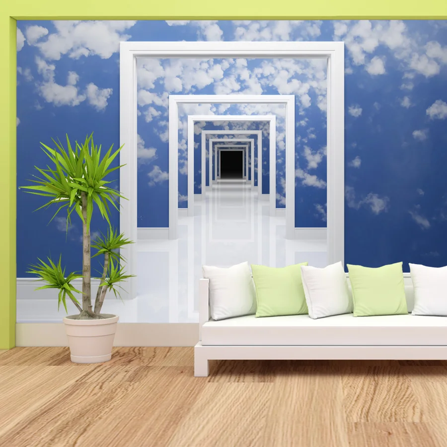 Custom Self Adhesive Wallpaper for Living Room Wall Papers Home Decor Decoration Renovation Corridor Door Cloud Background Mural