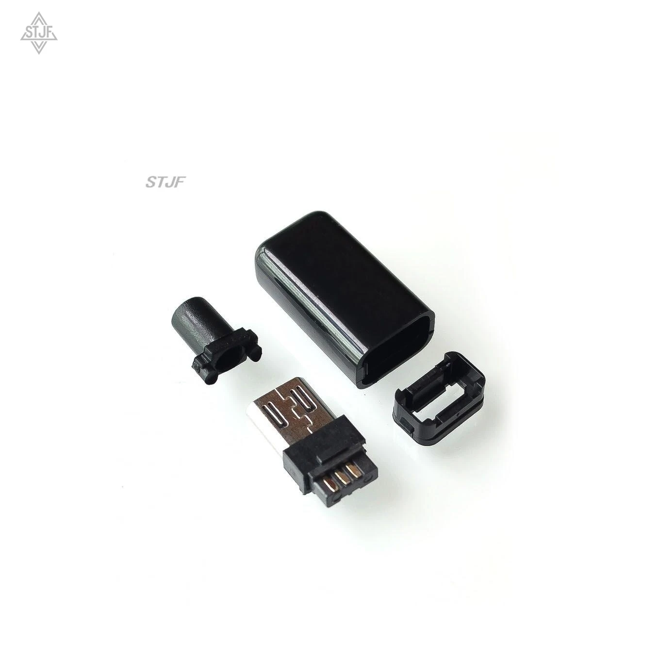SJTF 10 conjuntos DIY Micro USB Kit de conectores macho com capas pretas