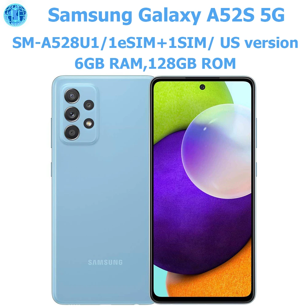 Samsung Galaxy A52S 5G Android Smartphone 6,5 Zoll US-Version 6 GB RAM 128 GB Samsung Smartphone 64 MP NFC 4500 mAh Original entsperren