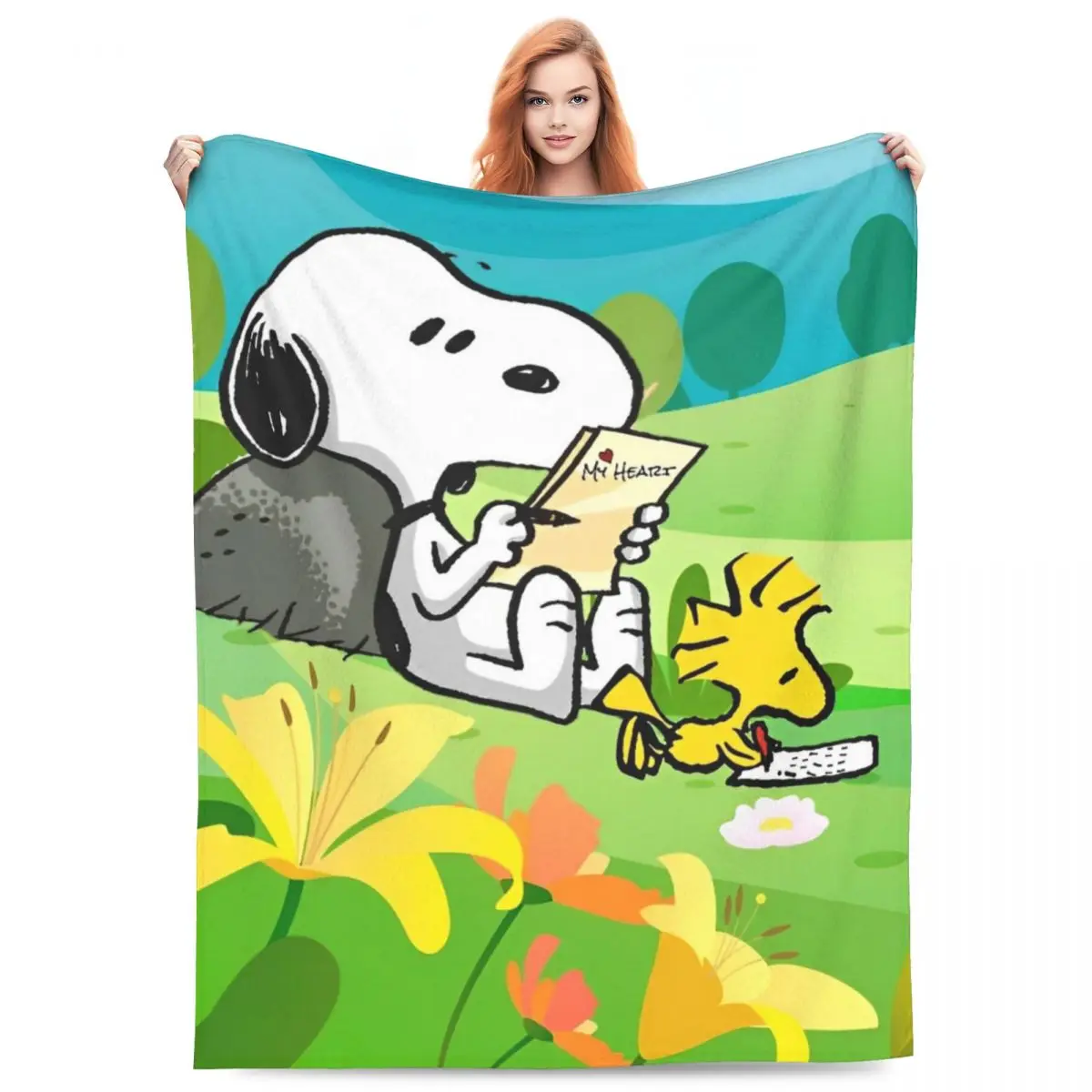 

Sanrio Snoopy Woodstock With Friends Blanket Quality Bedding Throws Winter Decorative Couch Chair Sofa Bed Fashion Bedspread