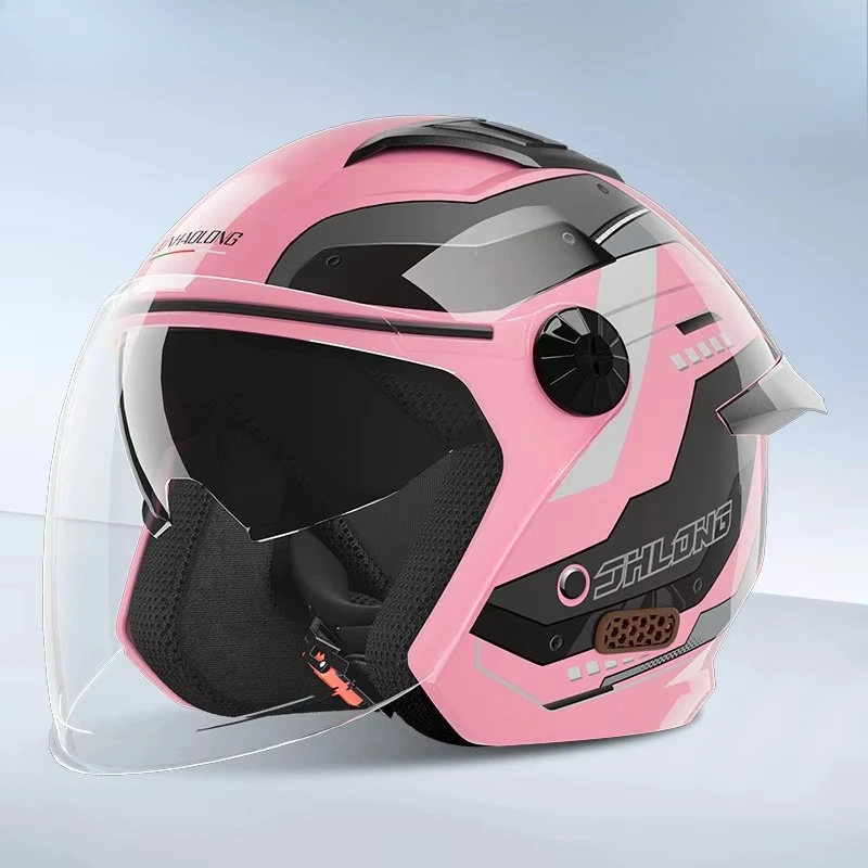 3/4 Open Face Motorcycle Helmet - Lightweight ABS Shell, Dual Visor (Inner & Outer), Stylish & Minimalist Design for Men & Women