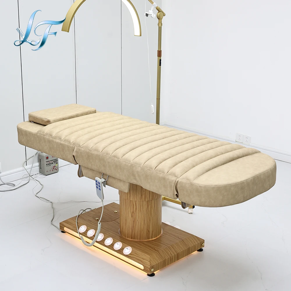 Salon Electric Massage Bed 3 Motors Stainless Steel Frame Synthetic Leather Facial Lash Beauty Shop