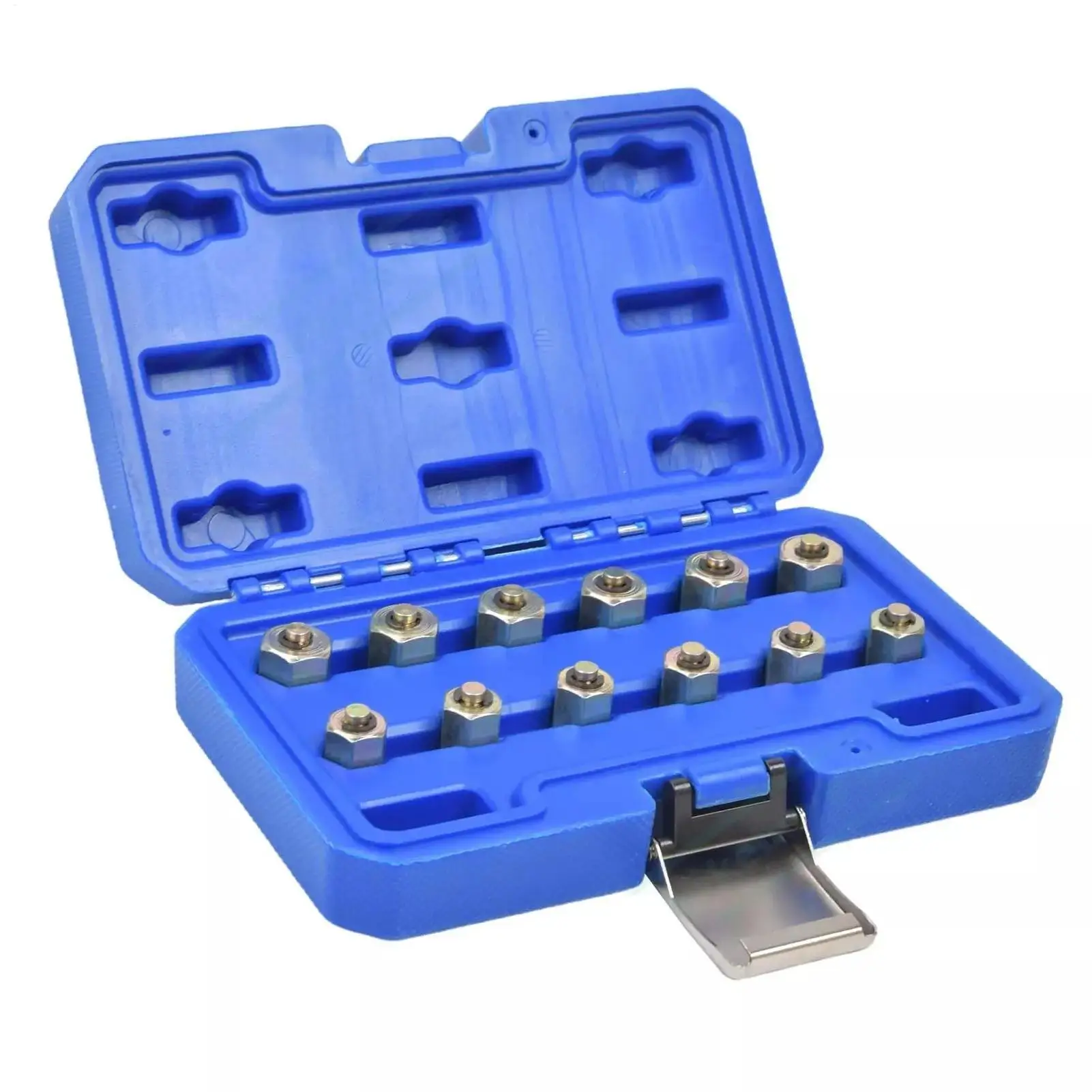 12 Piece Carbon Steel Fuel Rail Sealing Plugs Oil Pressure Relief CRD Common Rail Valve Injectors Rail Plugs Testing Tool