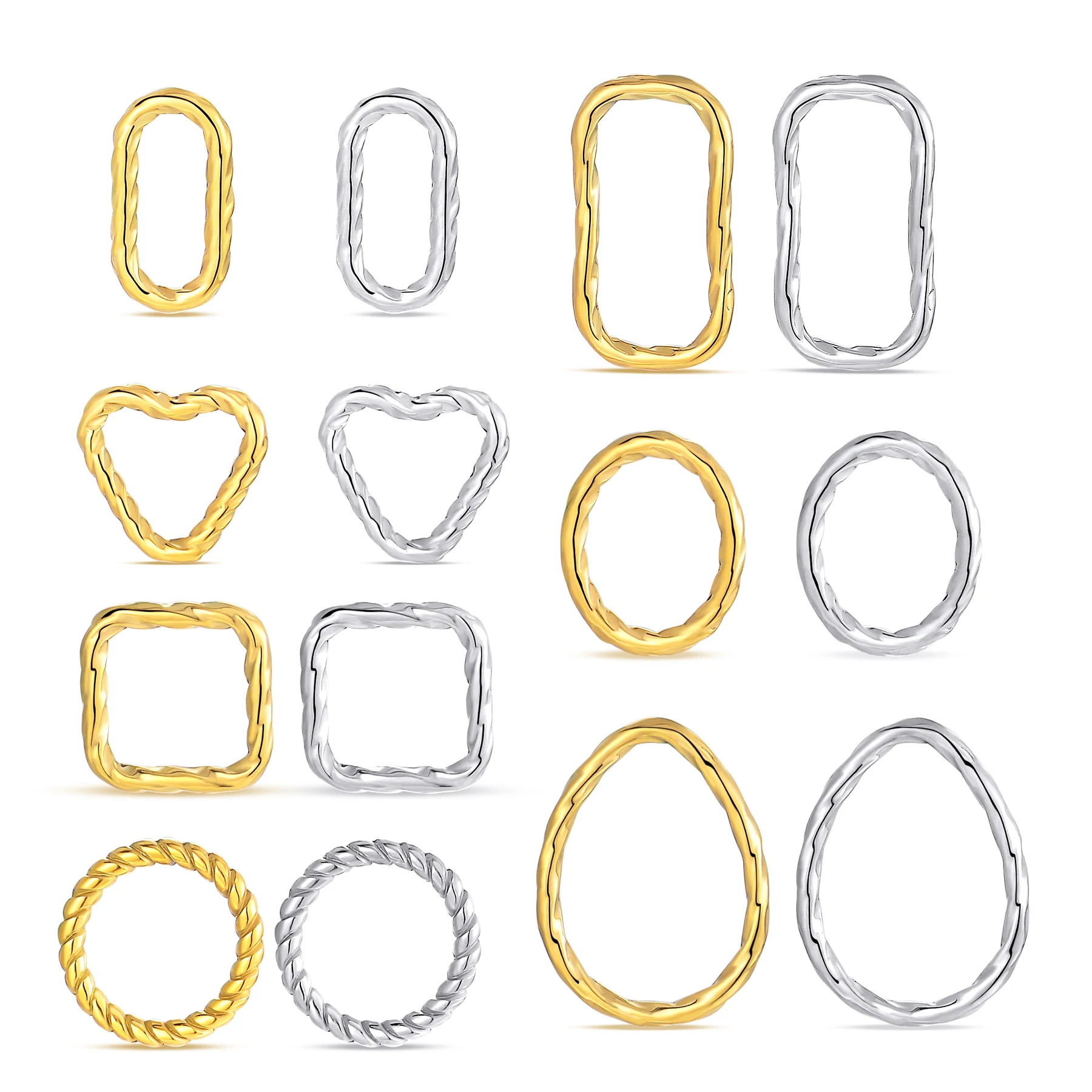20 Stück Edelstahl Geometrische Verbindungsstücke Runde Ovale Herzförmige Fassungen Charm Ohrring-Zubehörteile für DIY Schmuckherstellung – Detail 10