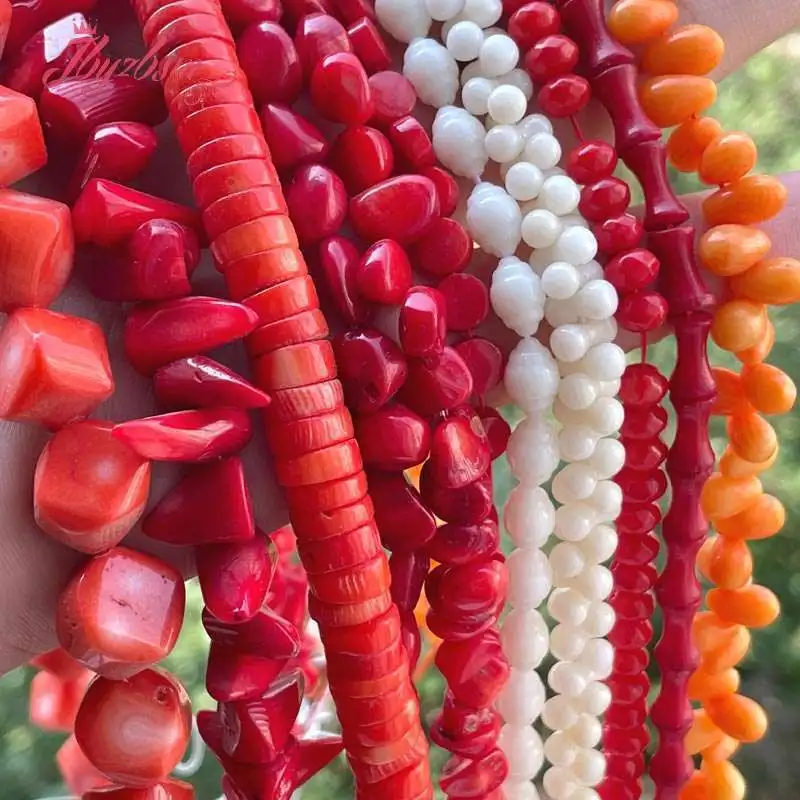 Natural Coral Freeform Stone Beads Spacer For DIY Necklace Bracelets Earring Jewelry Making Strand 15\