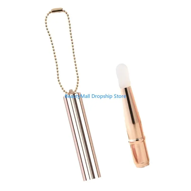 40JD Travel Friendly Silicone Lip Brush Aluminum Tube Hygienic Lid Soft Applicator