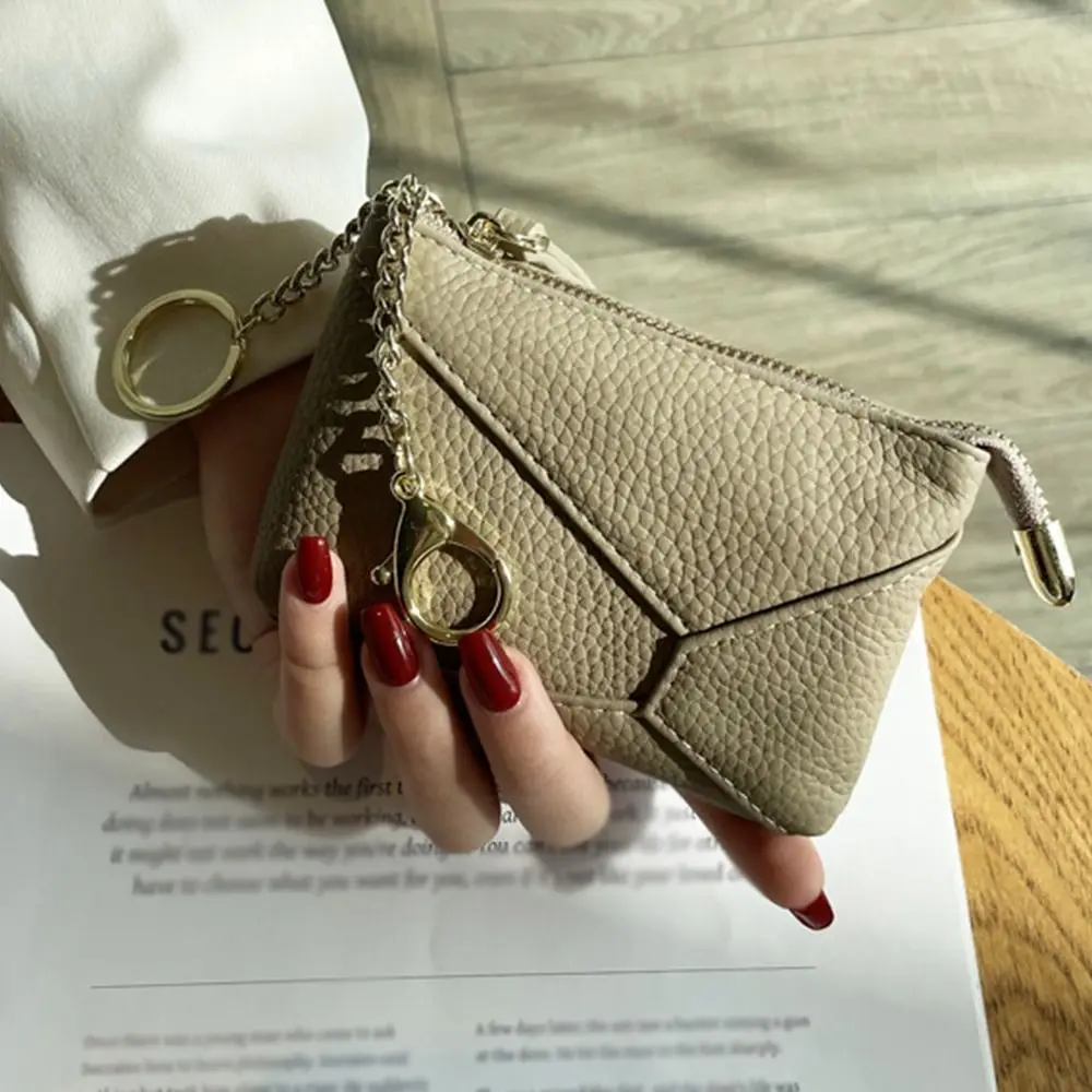 Gift Fashion Women's Coin Wallet Cowhide Leather Portable Leather Mini Wallet Compact Multi-Cards Slot Mini Keychain Bag Women
