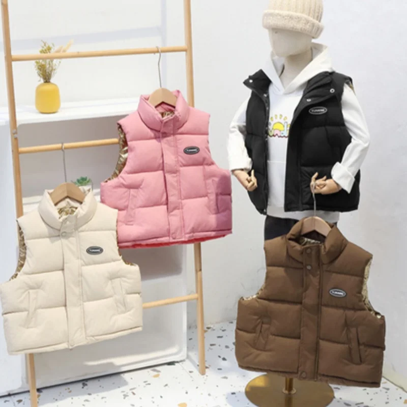 

Boys' windproof and warm vest jacket 2024 new style outdoor clothing for boys and girls, children's clothing, Christmas gifts