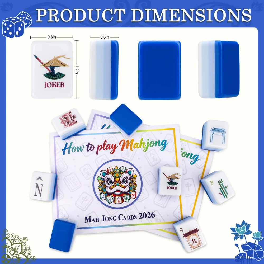 Sky Blue Luxury American Mahjong Set 4-Layer Acrylic Engraved Mahjong Tiles Travel Mah Jongg Sets for Adults Party Board Games