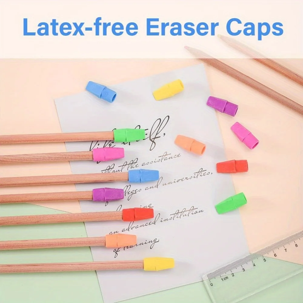 120 Pack Arrow Shaped Pencil Top Erasers TPR Material Cap Erasers for School Supplies Fits All Standard Pencils-7 Vibrant Colors