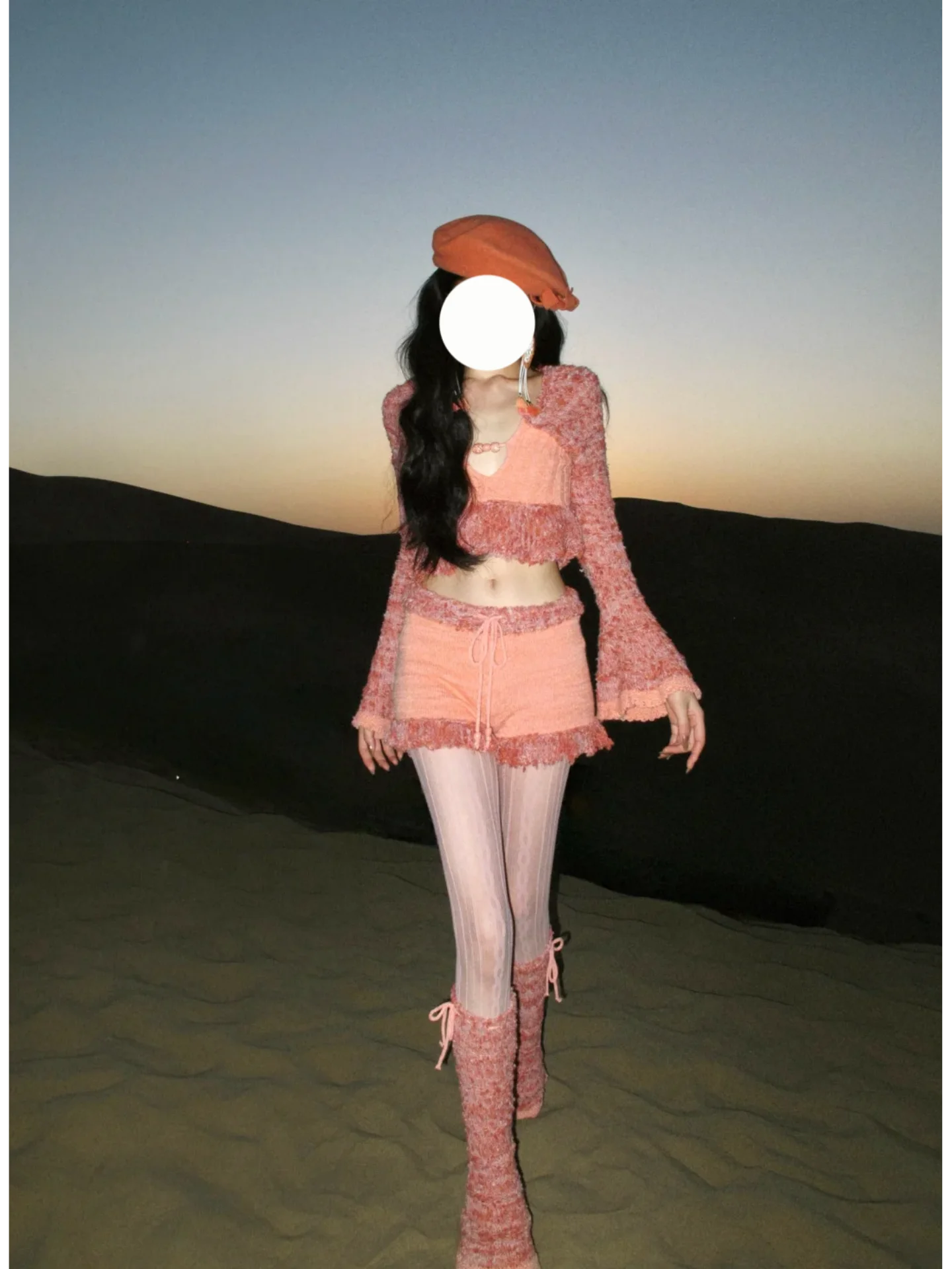 

Faionable Pure Desire Sle Women's Two-Piece Set High Waist orts Spring New Arrival Casual Comfortable Long Sve Top