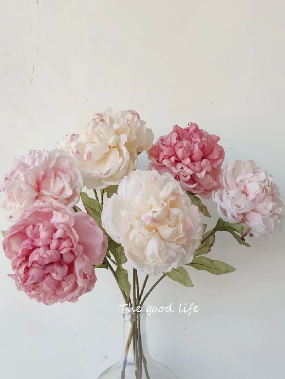 American simulated dried flower peony pink and white peony living room fake flower shooting props space display design