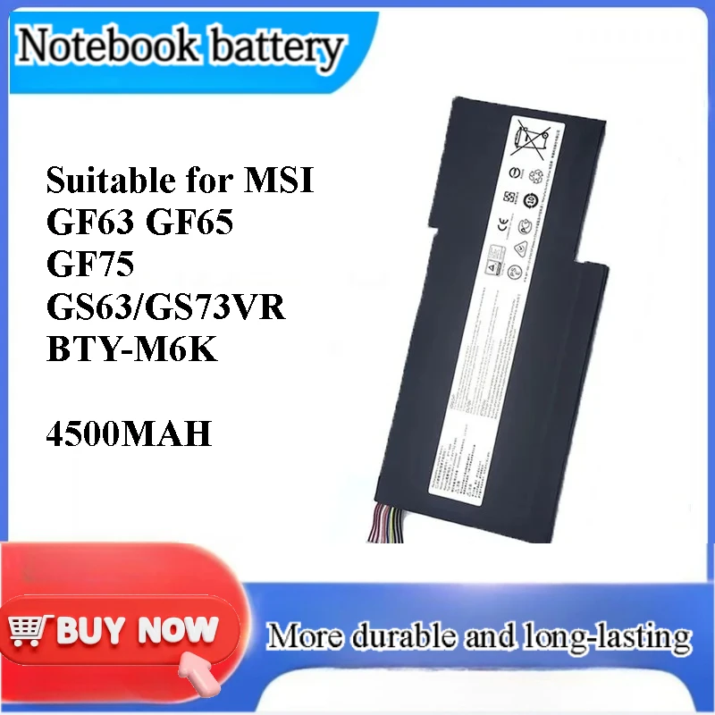 for MSI GF63 GF65 GF75 GS63 GS73VR BTY-M6K Notebook Rechargeable Battery