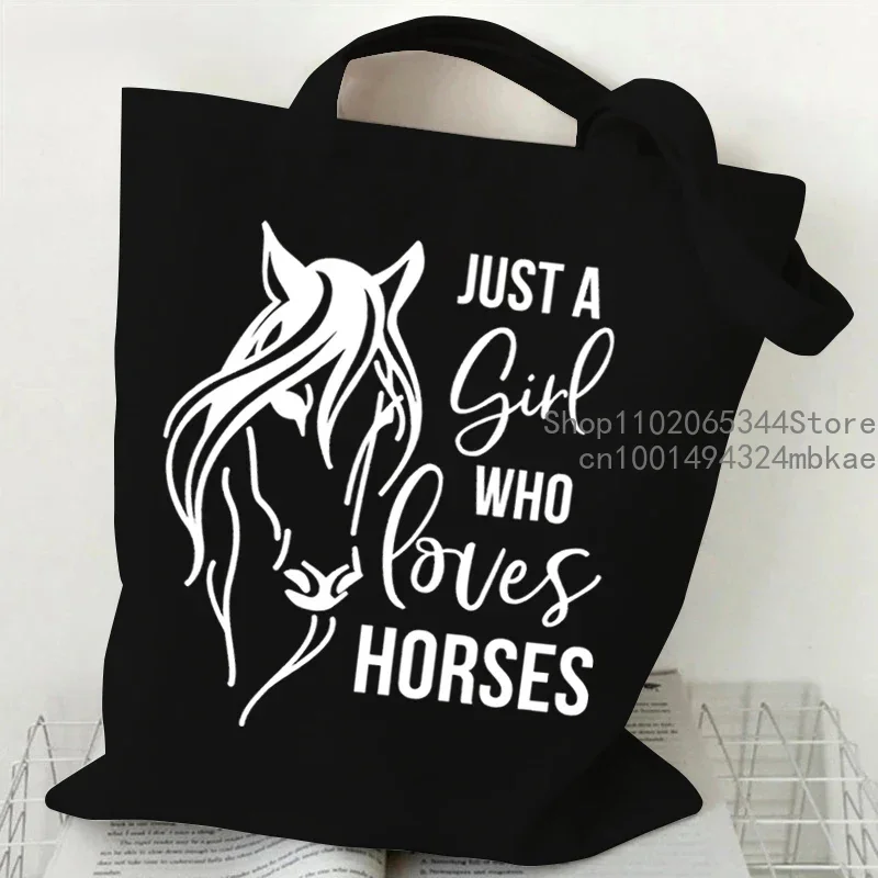 Horses and Dog Heart Graphics Fashion Tote Handbags for Women Large Capacity Harajuku Animal Horses Lover Travel Shoulder Bag