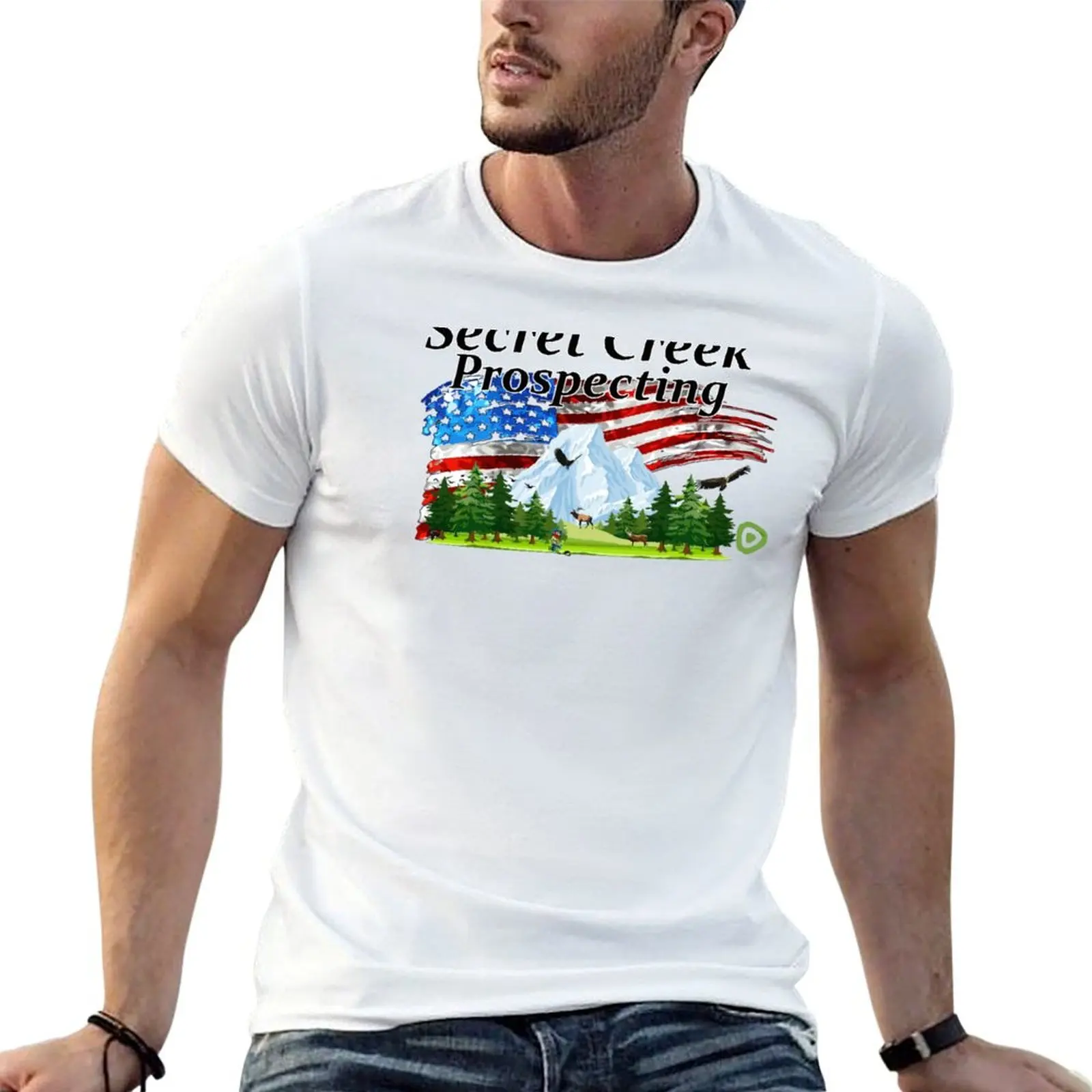 Prospecting man graphic cotton design funny 100% Secret T-Shirt t Logo for Creek shirts tshirt