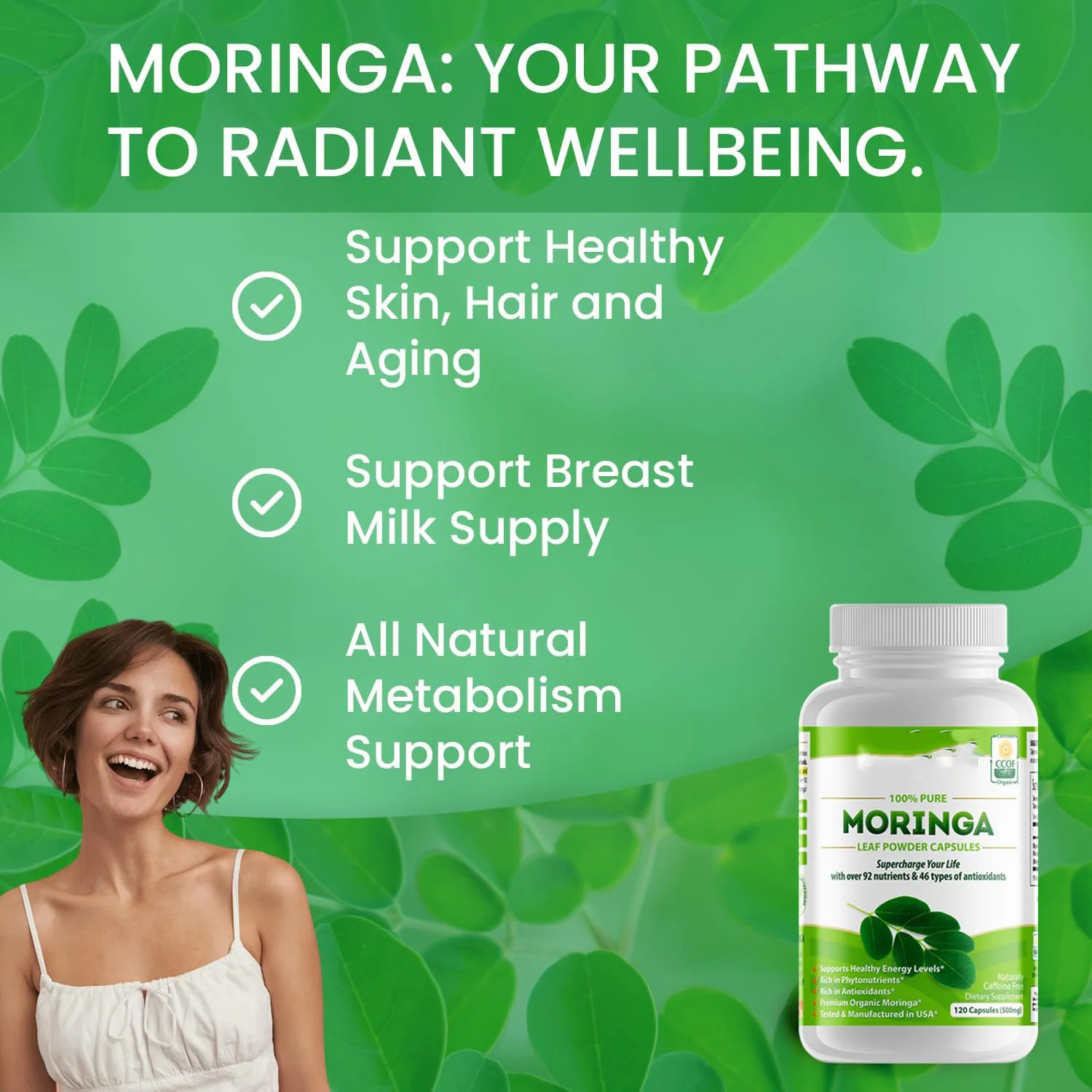 Moringa oleifera capsule can resist oxidation and neutralize free radicals, reduce oxidative stress and supplement vitamins