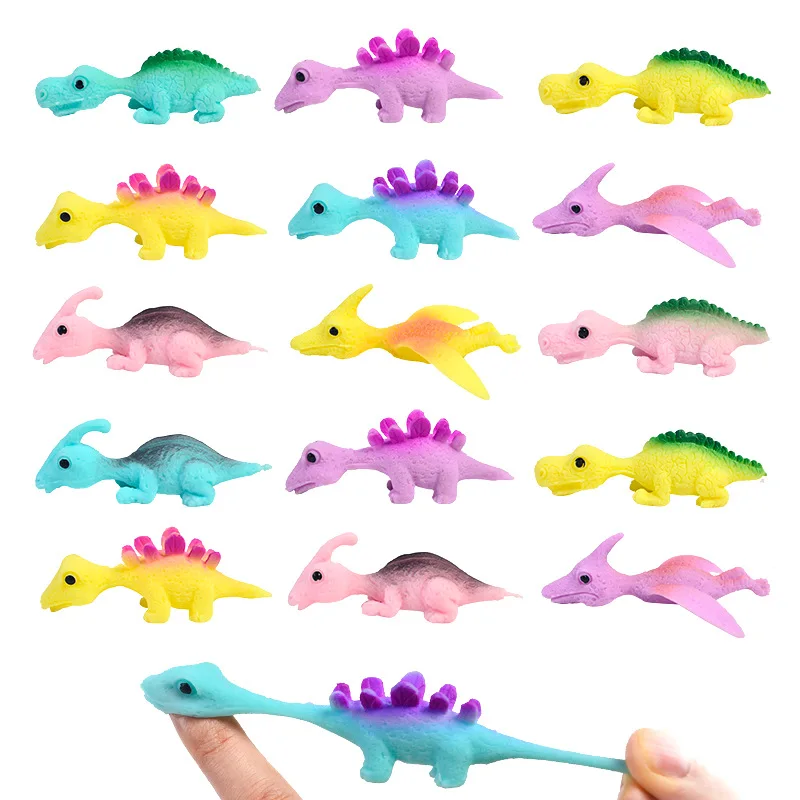 5-30 PCS Dinosaur Finger Catapult Decompression Toy TPR Finger Dinosaurs Slingshot for Kids Birthday Party Pranks Random Colour