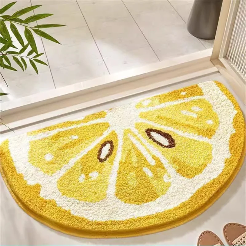 Fresh Fruit Shaped 40x60cm Imitation Cashmere Floor Mat Absorbent Dirt Resistant Bathroom Foot Mat for Home Entry