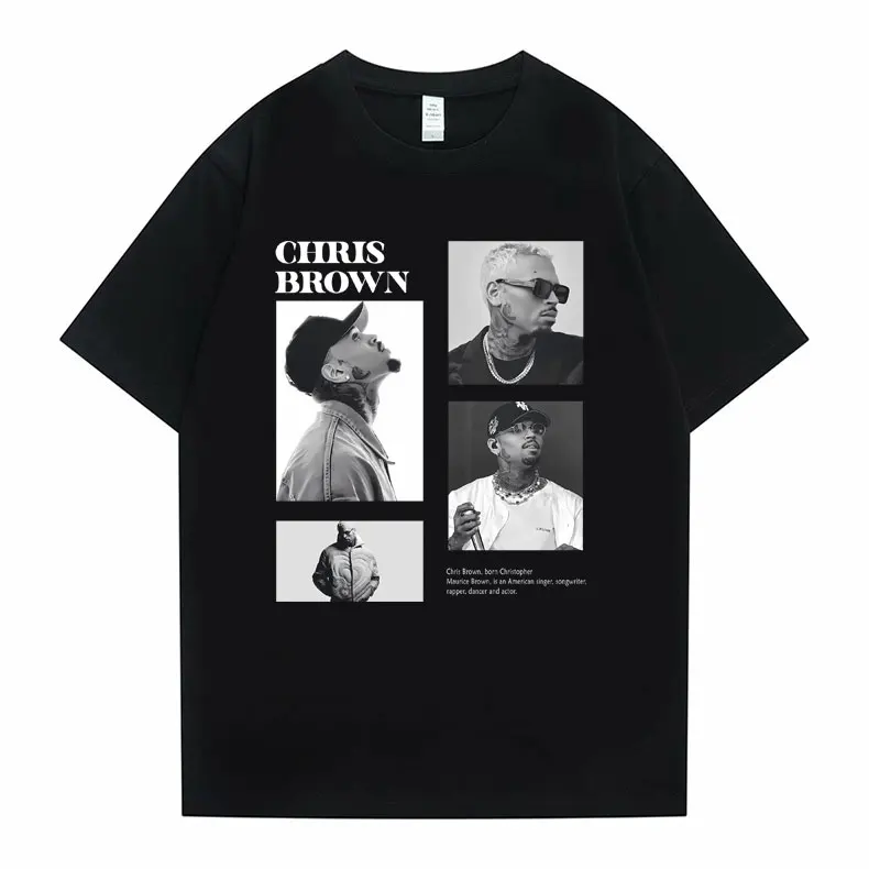 Pop Singer Chris Brown Graphic Print T Shirt Men Women Hip Hop Fashion Oversized T-shirt Tops Men's Casual 100% Cotton T-shirts