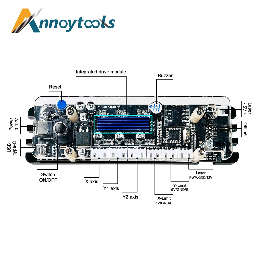 GRBL CNC Engraving Machine Control Board 2 Axis Dual Y Axis Integrated Drive Offline Controller For Laser Engraving Machine