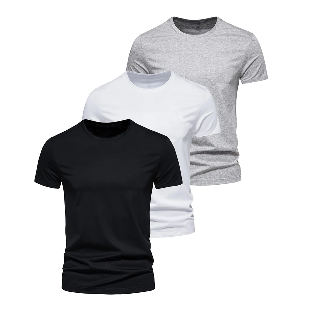 3Pcs Men T-shirt O-neck Fashion Design Slim Fit Soild T-shirts Male Tops Tees Short Sleeve T Shirt For Men