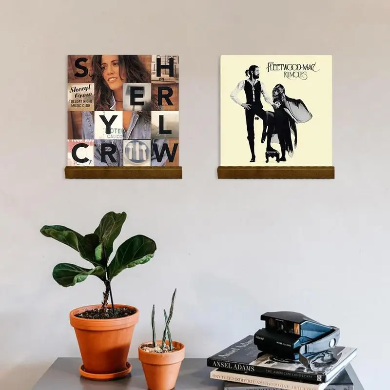 Vinyl Record Display Stand Wall Mounted WoodenShelf Record Holder Hanging Storage LP Holder Gift for Music Lovers Album Shelf