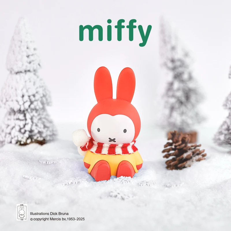 Nouveau support de téléphone Miffy série hiver Kawaii boîte aveugle mignon ornement de bureau dessin animé poupée anniversaire cadeau de noël jouet