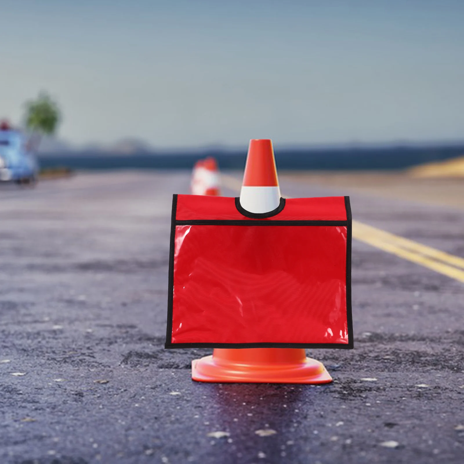 2Pcs Traffic Traffic Cone Sleeves With Pocket Warning Sign Covers PVC PE Material Pocket Outdoor Caution Cone