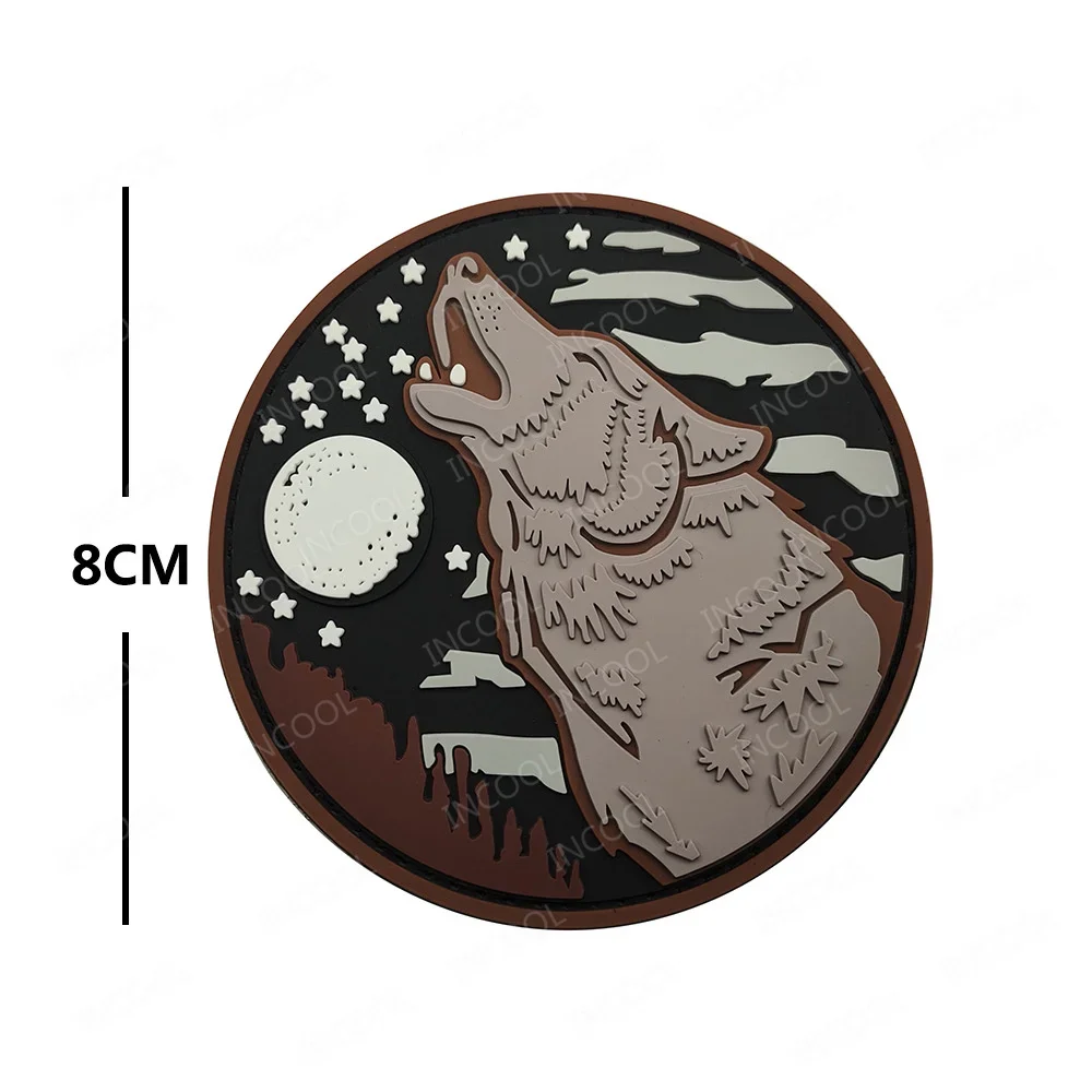 Viking Wolf Valhalla Norse Rune Round Patch Northern Europe Compass 3D PVC Rubber Glow In Dark Patches Badge Appliques Hook Back