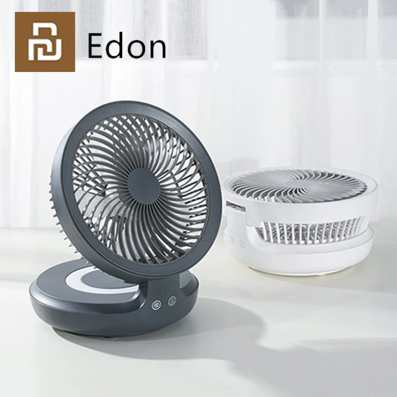 Youpin Edon E808 Suspended Desktop Fan Folding Portable Electric Fan Shaking Head USB Rechargeable 4 Wind Speed Touch Control