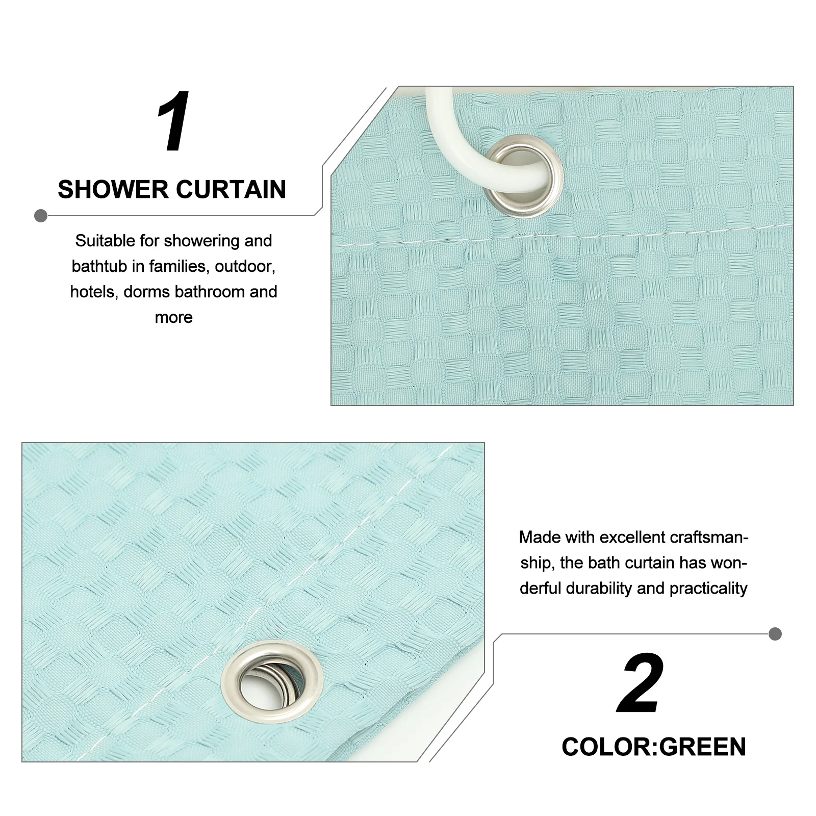 

1 Set Bath Curtain Replacement Thickened Water Resistant Shower Curtain Large Size Hotel Home Decor Simple Design Polyester