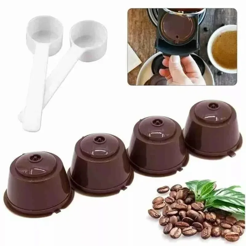 Reusable Coffee Capsule Filter Refillable Coffee Pod for Dolce Gusto with Spoon Brush Kitchen Coffee Accessories Filter Cup