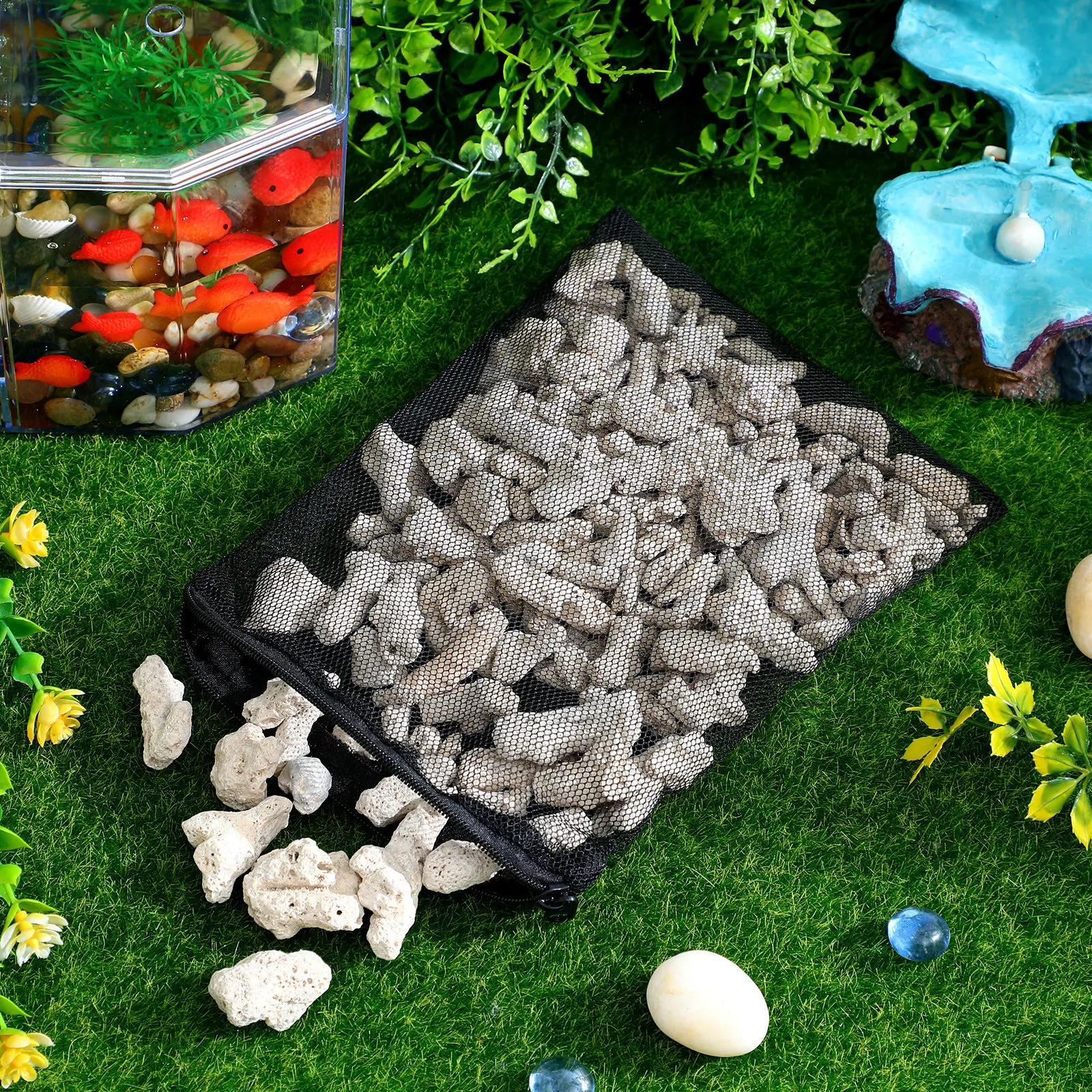 

1Set Natural Coral Aquarium Filter Media Coral Bone Mesh Bag Fish Tank Filtration Material Reusable Pond Filter Media Fresh