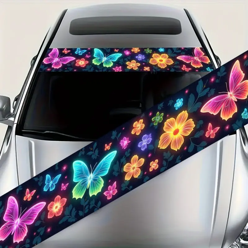 

Набор из 1 шт., красочная светящаяся наклейка на лобовое стекло автомобиля с цветочным узором в виде бабочек, привлекательный декор для лобового стекла, водонепроницаемая защита от солнца