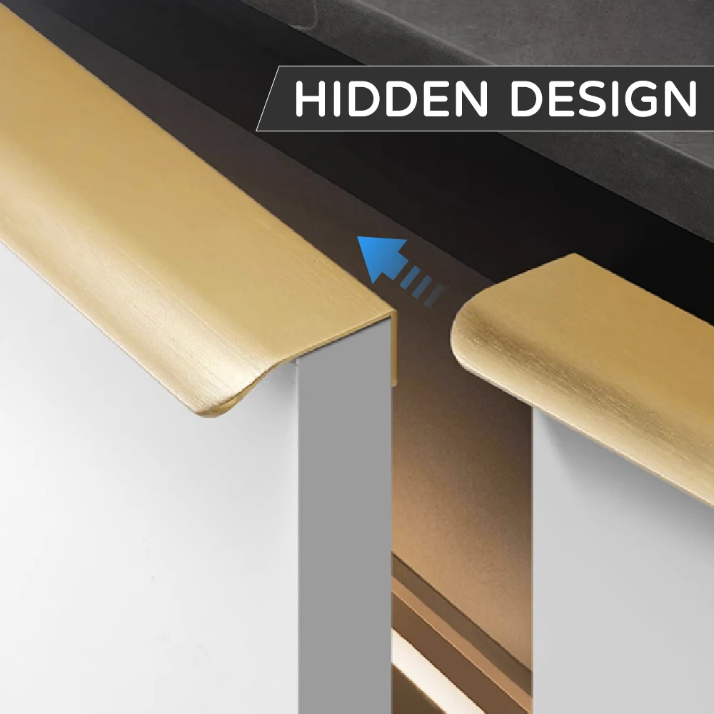 Black Hidden Cabinet Handles Kitchen Cupboard Door Knob and Handle Aluminum Alloy Wardrobe Drawer Handles Furniture Hardware