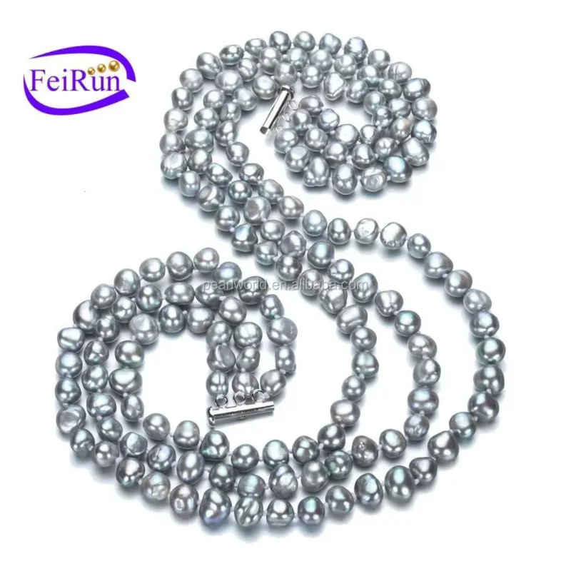 

FEIRUN 8 мм серый пресноводный джокер в стиле барокко, ожерелье с китайским жемчугом