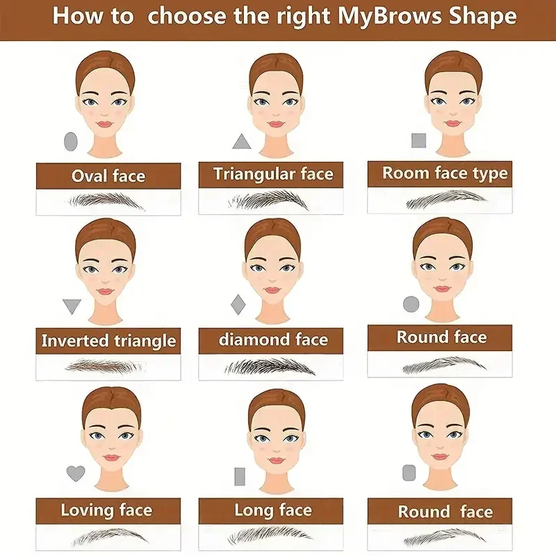 Eyebrow Makeup Tattoo Sticker Water-based Hair-liked Waterproof Long Lasting False Eyebrows Stickers for Brow Grooming Shaping