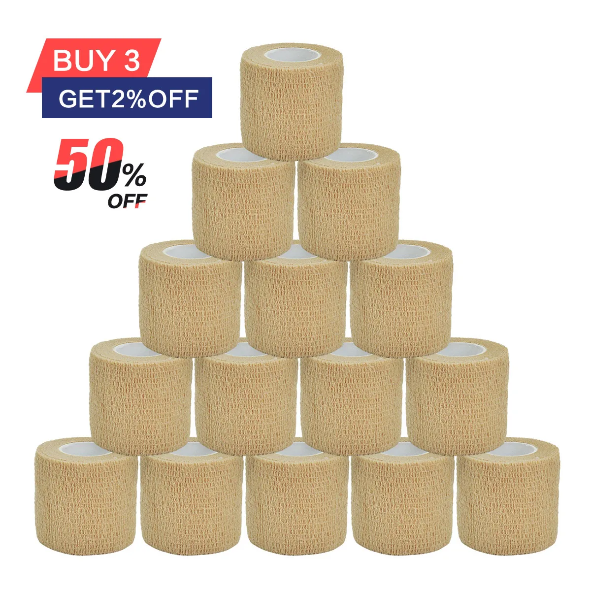 1/6/10 pcs Beige Gauze Medical Bandage Self-adhesive Breathable Elastic Bandages for Sports Fixing Finger Wrist Leg